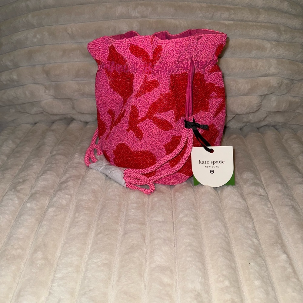 Kate Spade Pink and Red Drawstring Bag